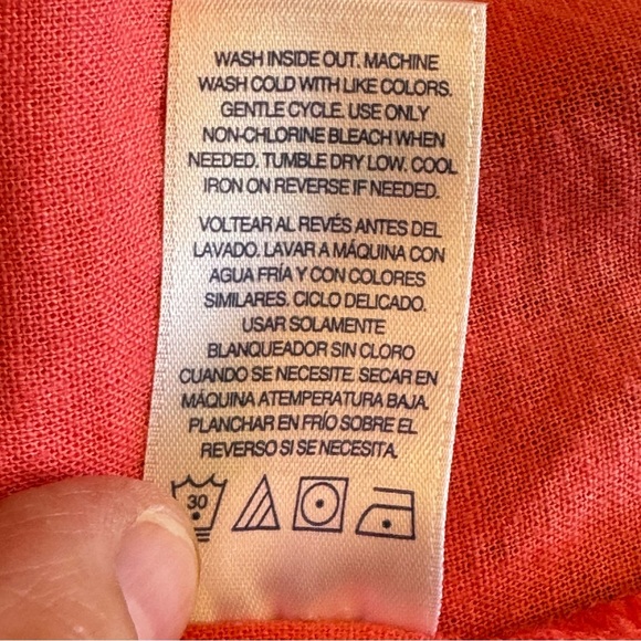 Izod Size Medium Dress Ruffle Bell Sleeve Linen Blend Dress Calypso Coral - Picture 16 of 16